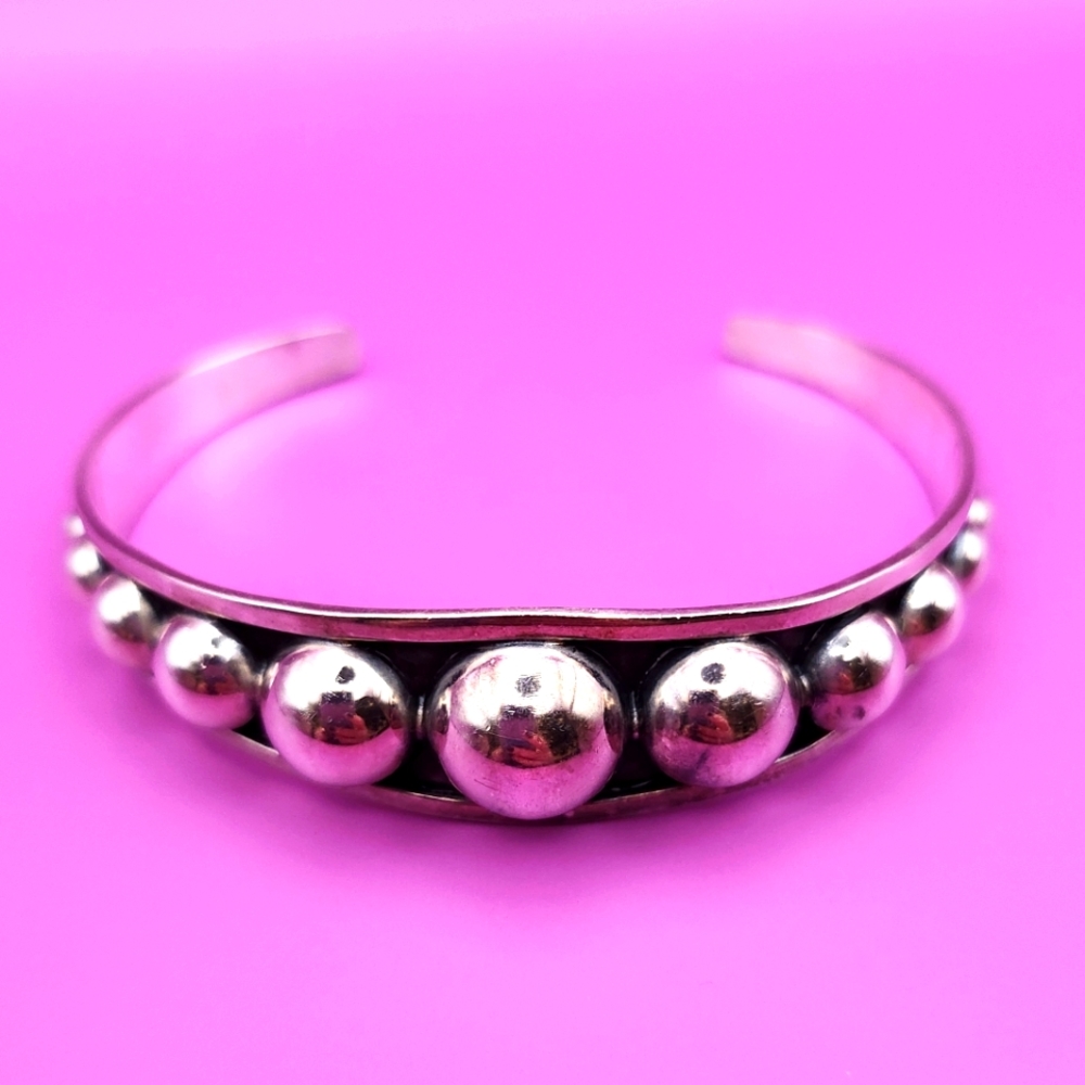 Heidi Hale Sterling Silver Beaded Flexible Cuff Bracelet